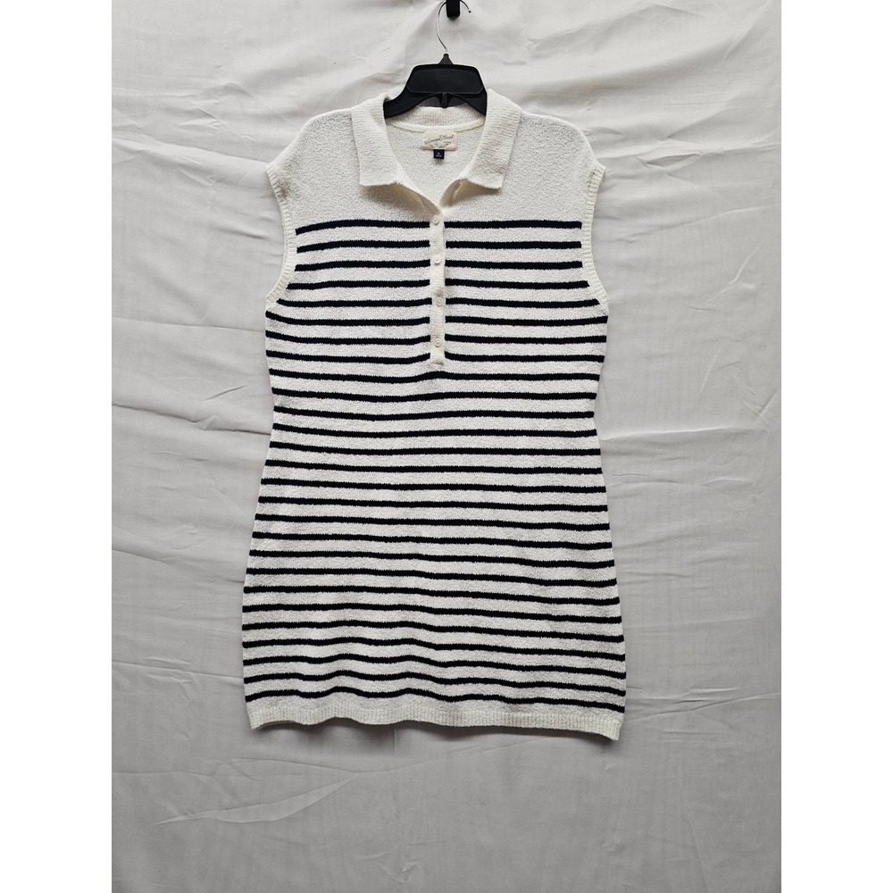 Universal Thread Womens Striped Sleeveless Polo Dress Navy Cotton Blend Size XL
